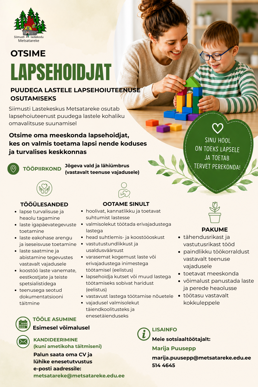 lapsehoidja töökuulutus